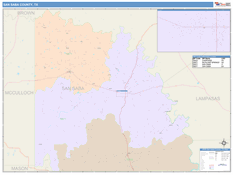 San Saba County, TX Digital Map Color Cast Style